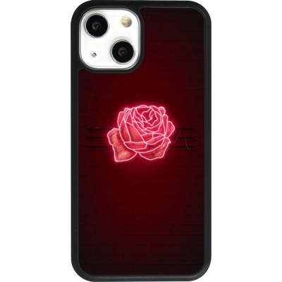 Coque iPhone 13 mini - Silicone rigide noir Spring 23 neon rose