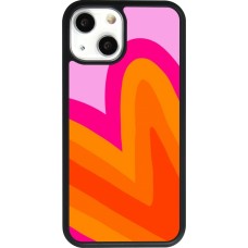 Coque iPhone 13 mini - Silicone rigide noir Valentine 2024 heart gradient