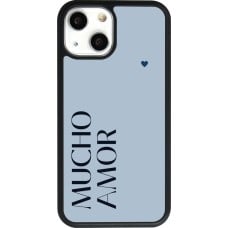 Coque iPhone 13 mini - Silicone rigide noir Valentine 2024 mucho amor azul