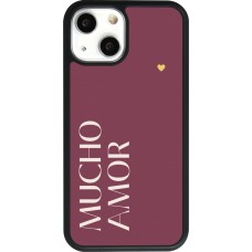 Coque iPhone 13 mini - Silicone rigide noir Valentine 2024 mucho amor rosado