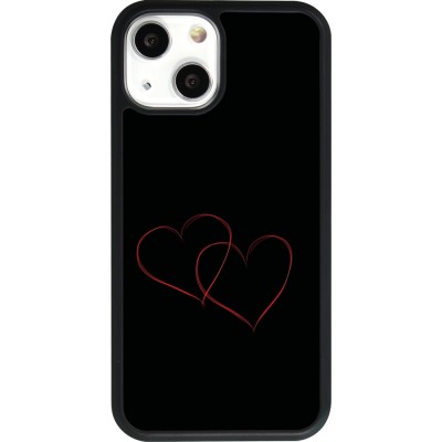 Coque iPhone 13 mini - Silicone rigide noir Valentine 2023 attached heart