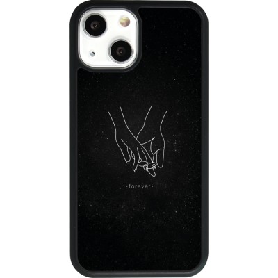 Coque iPhone 13 mini - Silicone rigide noir Valentine 2023 hands forever