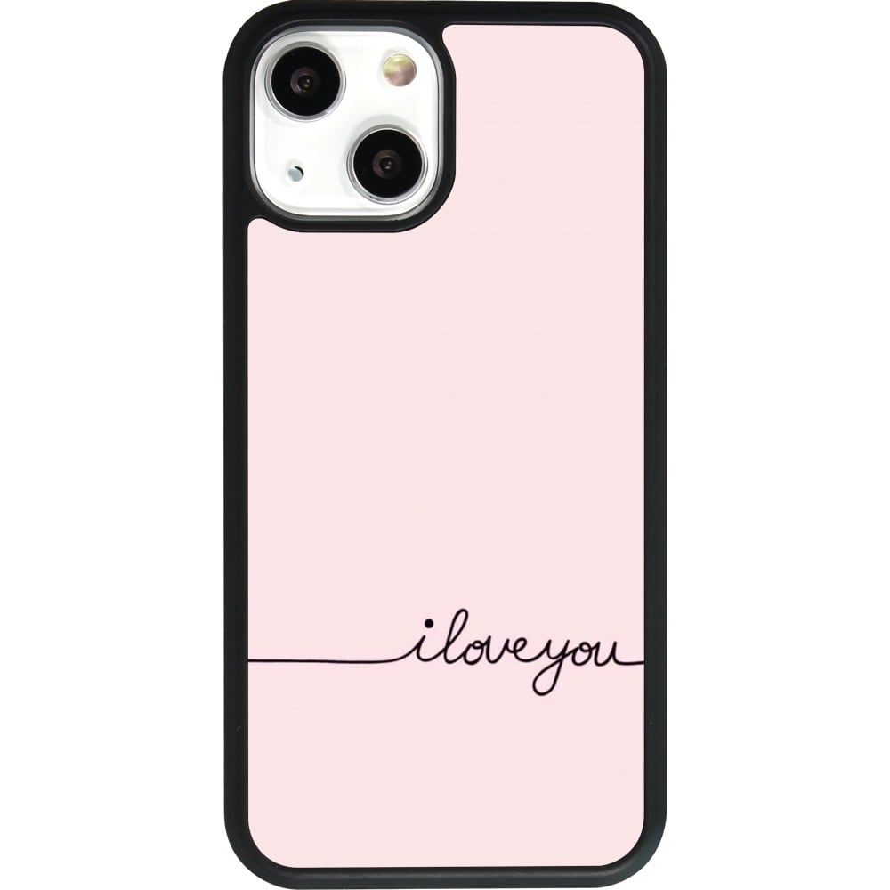 Coque iPhone 13 mini - Silicone rigide noir Valentine 2023 i love you writing