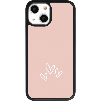 Coque iPhone 13 mini - Silicone rigide noir Valentine 2023 three minimalist hearts