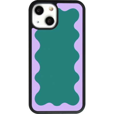 Coque iPhone 13 mini - Silicone rigide noir Wavy Rectangle Green Purple