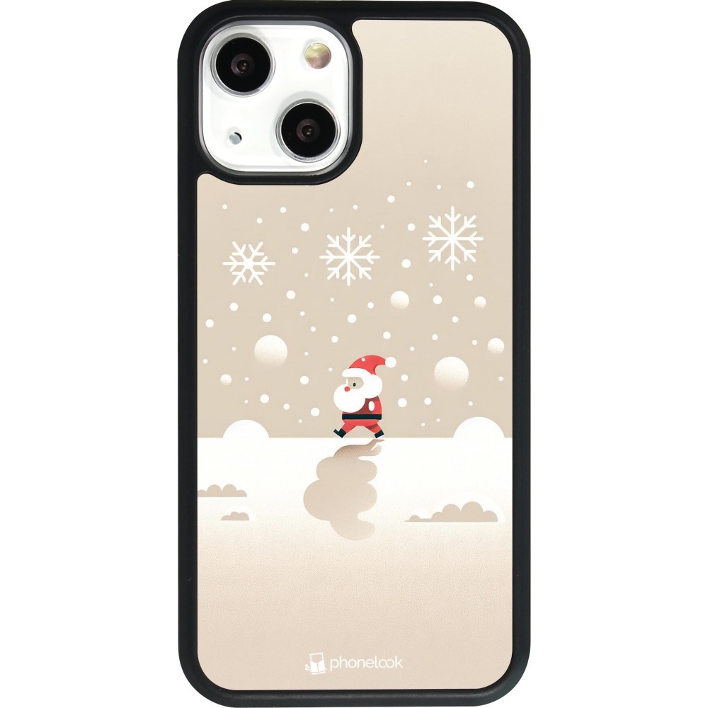 Coque iPhone 13 mini - Silicone rigide noir Noël 2023 Minimalist Santa