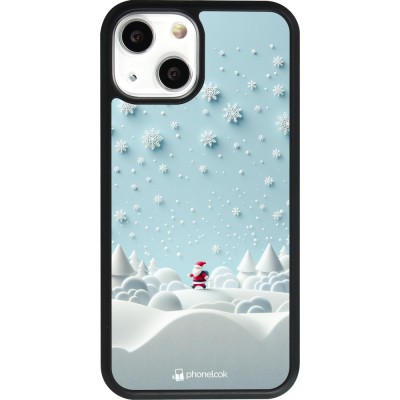 Coque iPhone 13 mini - Silicone rigide noir Noël 2023 Petit Père Flocon