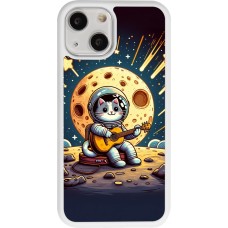 Coque iPhone 13 mini - Silicone rigide blanc AstroCat RockLune