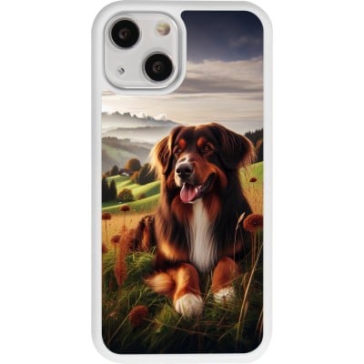 Coque iPhone 13 mini - Silicone rigide blanc Chien Campagne Suisse