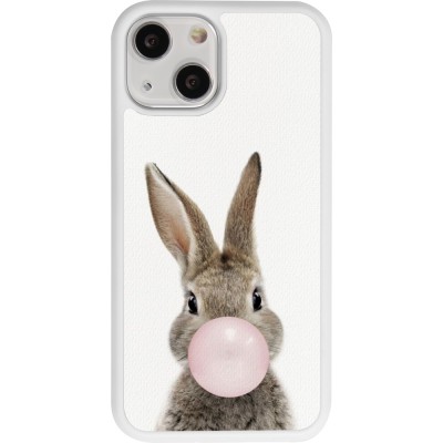 Coque iPhone 13 mini - Silicone rigide blanc Easter 2023 bubble gum bunny