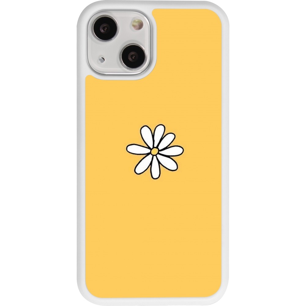 Coque iPhone 13 mini - Silicone rigide blanc Easter 2023 daisy