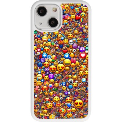 Coque iPhone 13 mini - Silicone rigide blanc Emoji mixed