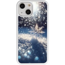 Coque iPhone 13 mini - Silicone rigide blanc Flocon Solaire Éclat