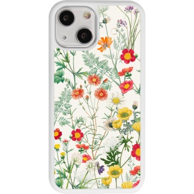 Coque iPhone 13 mini - Silicone rigide blanc Flora Botanical Wildlife