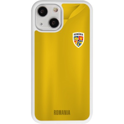 Coque iPhone 13 mini - Silicone rigide blanc Maillot de football Roumanie