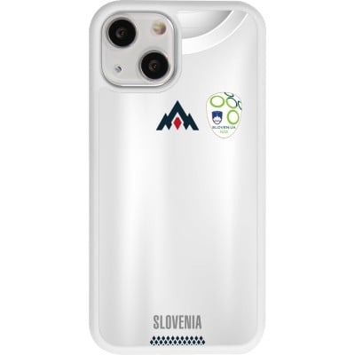 Coque iPhone 13 mini - Silicone rigide blanc Maillot de football Slovénie