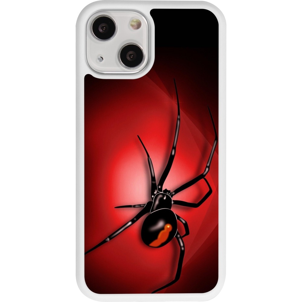 Coque iPhone 13 mini - Silicone rigide blanc Halloween 2023 spider black widow