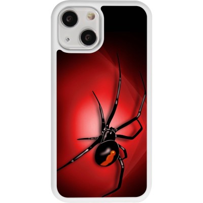 Coque iPhone 13 mini - Silicone rigide blanc Halloween 2023 spider black widow