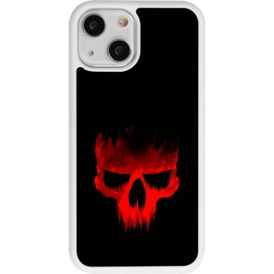 Coque iPhone 13 mini - Silicone rigide blanc Halloween 2023 scary skull