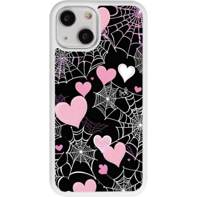 Coque iPhone 13 mini - Silicone rigide blanc Halloween 2024 girly