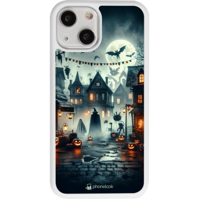 Coque iPhone 13 mini - Silicone rigide blanc Halloween Spookville