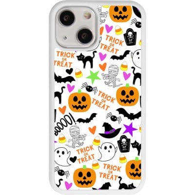 Coque iPhone 13 mini - Silicone rigide blanc Halloween 2024 trick or treat