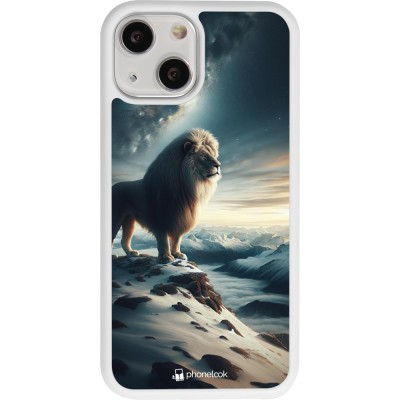 Coque iPhone 13 mini - Silicone rigide blanc Le lion blanc