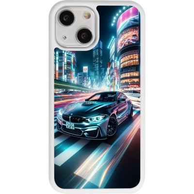 Coque iPhone 13 mini - Silicone rigide blanc BMW M4 Tokyo Night