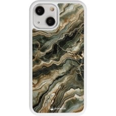 Coque iPhone 13 mini - Silicone rigide blanc Marbre Olive