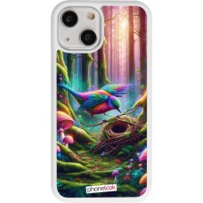 Coque iPhone 13 mini - Silicone rigide blanc Oiseau Nid Forêt