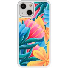 Coque iPhone 13 mini - Silicone rigide blanc Spring 23 colorful flowers