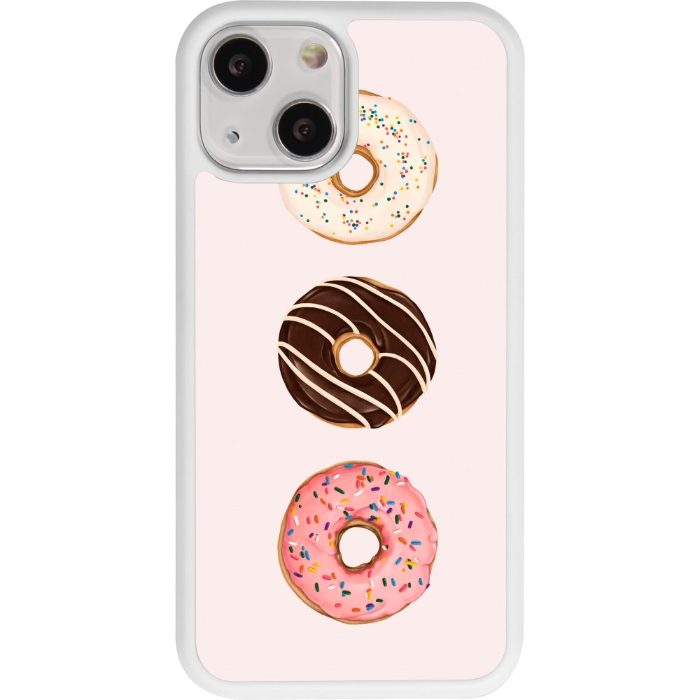 Coque iPhone 13 mini - Silicone rigide blanc Spring 23 donuts