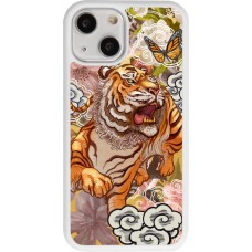 Coque iPhone 13 mini - Silicone rigide blanc Spring 23 japanese tiger