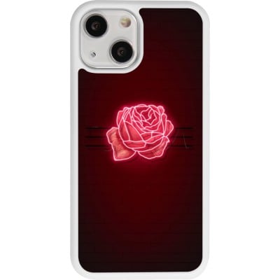 Coque iPhone 13 mini - Silicone rigide blanc Spring 23 neon rose