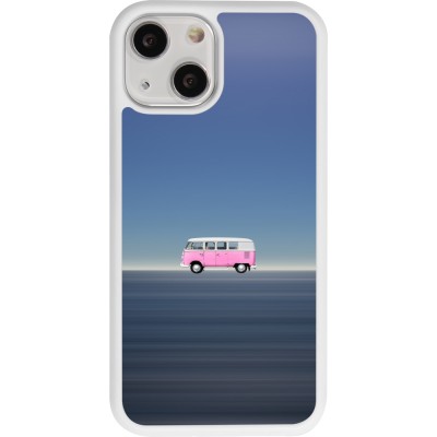 Coque iPhone 13 mini - Silicone rigide blanc Spring 23 pink bus