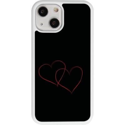 Coque iPhone 13 mini - Silicone rigide blanc Valentine 2023 attached heart