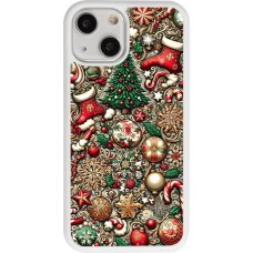 Coque iPhone 13 mini - Silicone rigide blanc Noël 2023 micro pattern