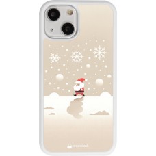 Coque iPhone 13 mini - Silicone rigide blanc Noël 2023 Minimalist Santa