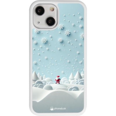 Coque iPhone 13 mini - Silicone rigide blanc Noël 2023 Petit Père Flocon