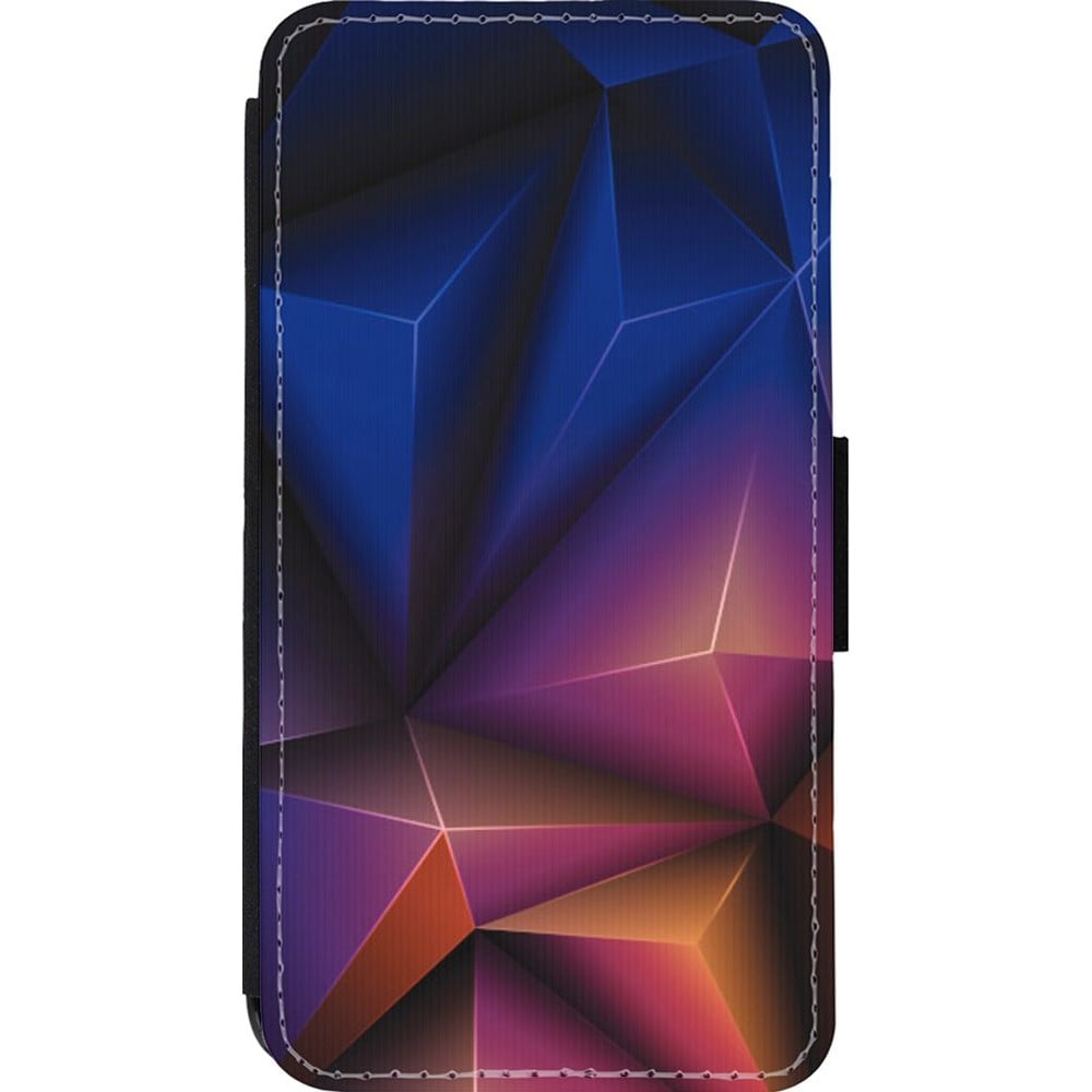 Hülle iPhone 13 mini - Wallet schwarz Abstract Triangles 