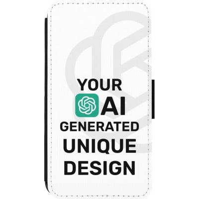 Coque iPhone 13 mini - Wallet noir 100% unique générée par intelligence artificielle (AI) avec vos idées