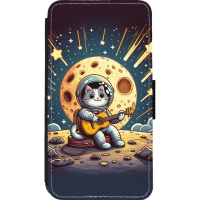 Coque iPhone 13 mini - Wallet noir AstroCat RockLune