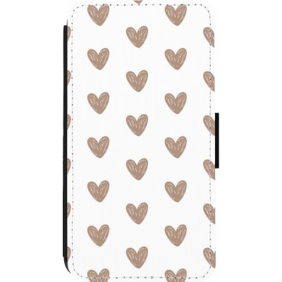 Coque iPhone 13 mini - Wallet noir Autumn 2024 brown hearts