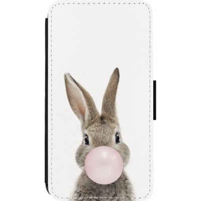 Coque iPhone 13 mini - Wallet noir Easter 2023 bubble gum bunny