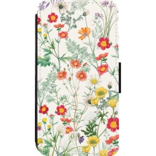 Coque iPhone 13 mini - Wallet noir Flora Botanical Wildlife