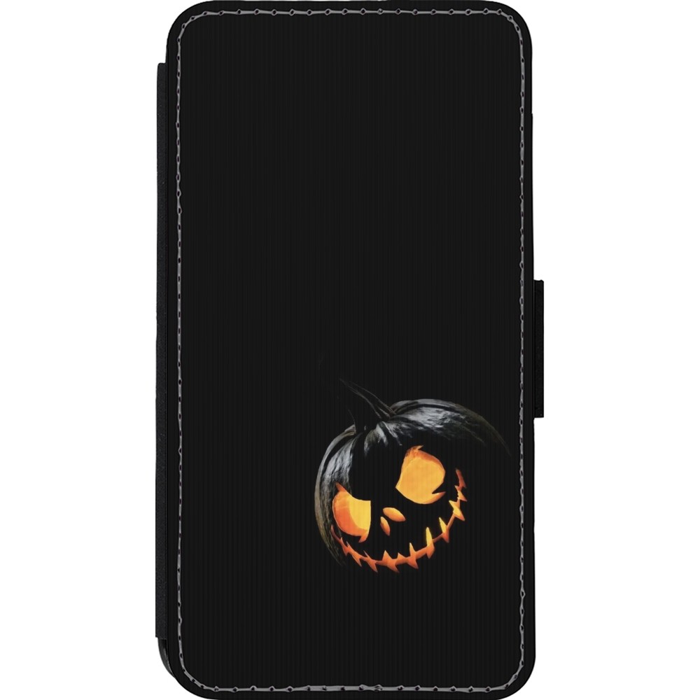 Coque iPhone 13 mini - Wallet noir Halloween 2023 discreet pumpkin