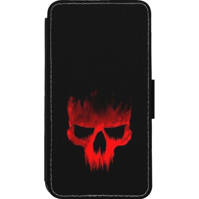 Coque iPhone 13 mini - Wallet noir Halloween 2023 scary skull