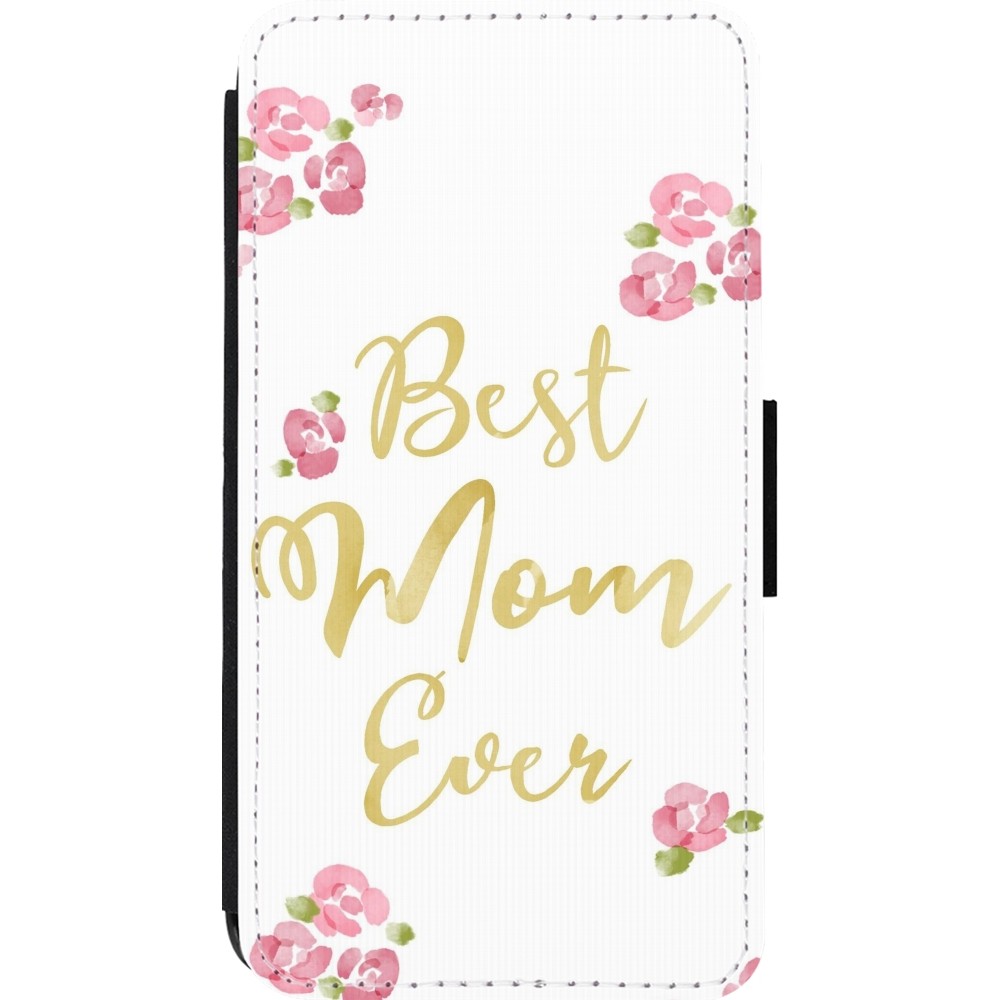 Coque iPhone 13 mini - Wallet noir Mom 2024 best Mom ever