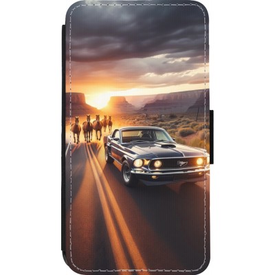 Coque iPhone 13 mini - Wallet noir Mustang 69 Grand Canyon