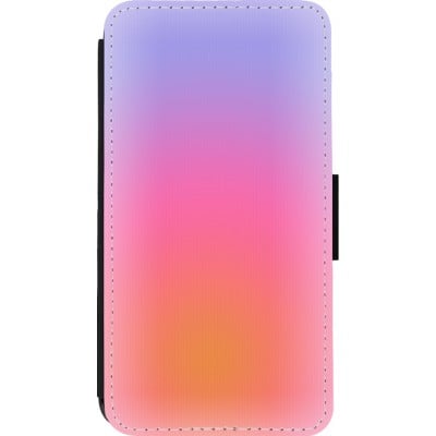 Coque iPhone 13 mini - Wallet noir Orange Pink Blue Gradient